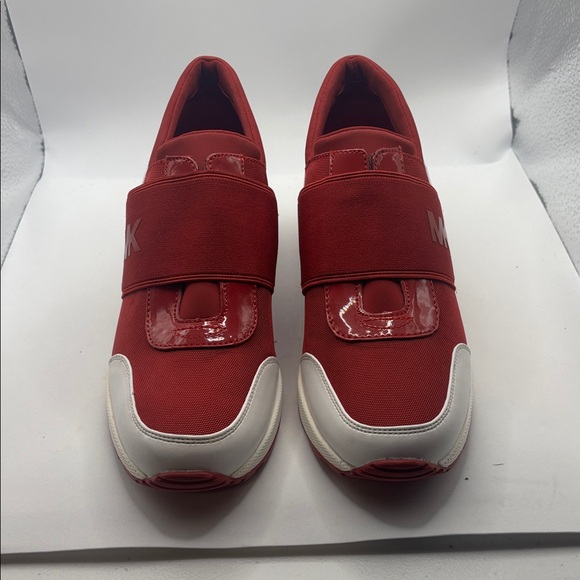 Michael Kors Red & White Platform Sneaker Tennis Shoes SZ 9 wedge casual slip on - Picture 2 of 11